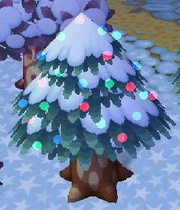 Cedro natural decorado para Navidad en Animal Crossing: City Folk