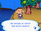 Pescando un carpín en Animal Crossing: Wild World