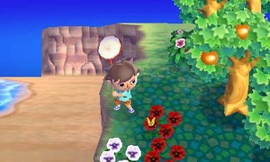 En esta imagen se ve como el jugador puede andar en puntillas para capturar insectos como en Animal Crossing: Población: ¡en aumento!
