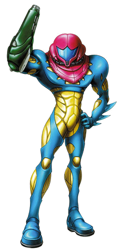 Archivo:Artwork de Samus con el Traje Fusión - Metroid Fusion.png