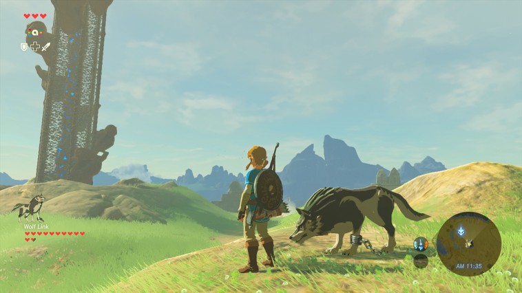 Archivo:Función del amiibo de Link Lobo en The Legend of Zelda Breath of the Wild.jpg