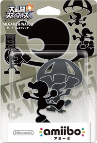 Embalaje japonés del amiibo de Mr. Game & Watch - Serie Super Smash Bros..jpg