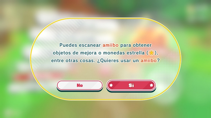 Archivo:Mensaje al seleccionar la opción de amiibo - Kirby y la tierra olvidada.jpg