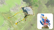 Imagen oficial de la tela especial para la paravela obtenida al escanear el amiibo de Zelda y pelícaro/neburí.