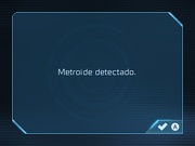 Mensaje que aparece al escanear el amiibo del metroide de la serie Metroid por primera vez.