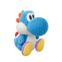 Amiibo Yoshi de lana azul claro - Serie Yoshi's Woolly World.png