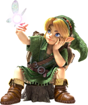 Link niño junto a Navi.