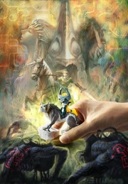 Imagen promocional del amiibo de Link Lobo en el juego.