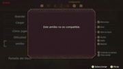 Pantalla de notificación de error al escanear un amiibo no compatible.