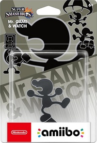 Embalaje americano del amiibo de Mr. Game & Watch - Serie Super Smash Bros..jpg