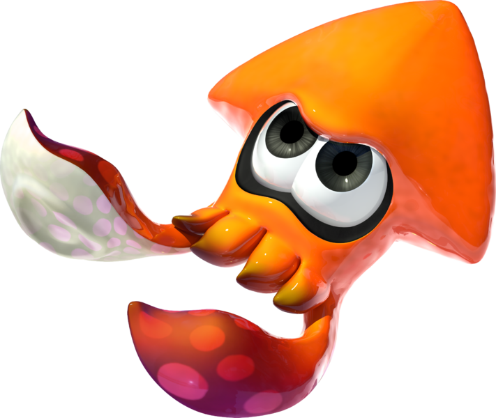 Archivo:Coloración naranja del calamar inkling en Splatoon.png