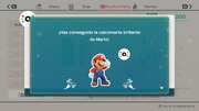 Un amiibo de Mario desbloqueando su calcomanía brillante.