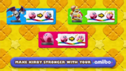 El amiibo compatible con el juego le permite a Kirby el uso temporal de Power-ups.