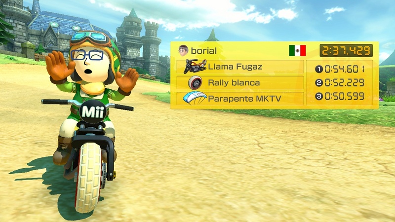 Archivo:Mii usando un traje desbloqueado con un amiibo en Mario Kart 8.jpg