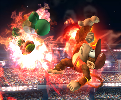 Archivo:Diddy Kong quemando a Yoshi con el Curry superpicante SSBB.jpg