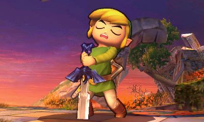 Archivo:Toon Link con la espada maestra en el Campo de Batalla SSB4 (3DS).jpg