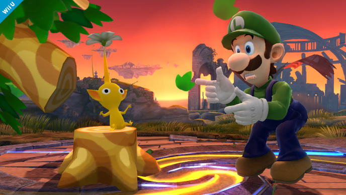 Archivo:Pikmin y Luigi en Campo de Batalla SSB4 (Wii U).jpg