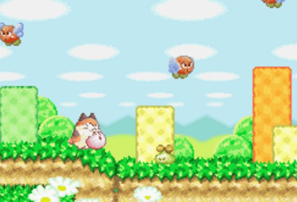 Archivo:Kirby junto a varios Brontos en Kirby's Dream Land 3.jpg