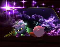 Meta Knight usando el ataque contra Kirby en Super Smash Bros. Brawl
