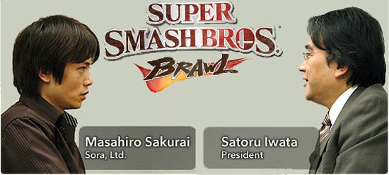 Archivo:Masahiro Sakurai y Satoru Iwata en el Iwata Pregunta de Super Smash Bros. Brawl.jpg