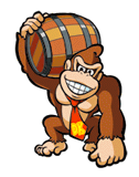 Pegatina de Donkey Kong con el barril SSBB.png