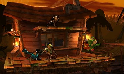 Archivo:Yoshi, Link, Lucario y Sheik en la Jungla Jocosa SSB4 (3DS).jpg