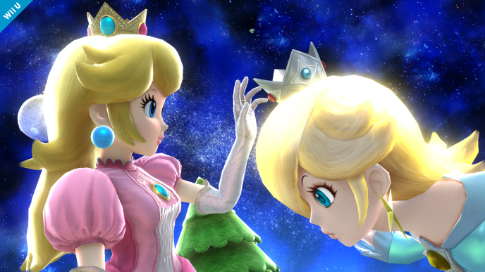Archivo:Peach admirando la corona de Estela SSB4 (Wii U).jpg