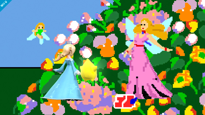 Archivo:Estela junto a la reina de las Hadas en Pac-Land SSB4 (Wii U).jpg
