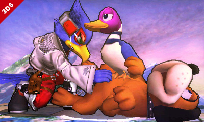 Archivo:Falco y el Dúo Duck Hunt en el Campo de Batalla (3DS).jpeg