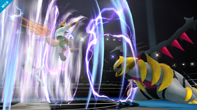 Archivo:Giratina atacando a Fox con su ráfaga de viento SSB4 (Wii U).jpg