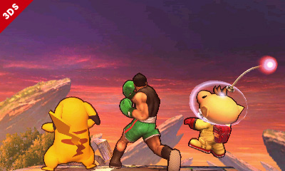 Archivo:Little Mac junto a Pikachu y Olimar en SSB4 (3DS).png