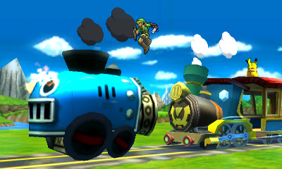 Archivo:Link y Pikachu en el escenario Tren de los Dioses - (SSB. for 3DS).jpg