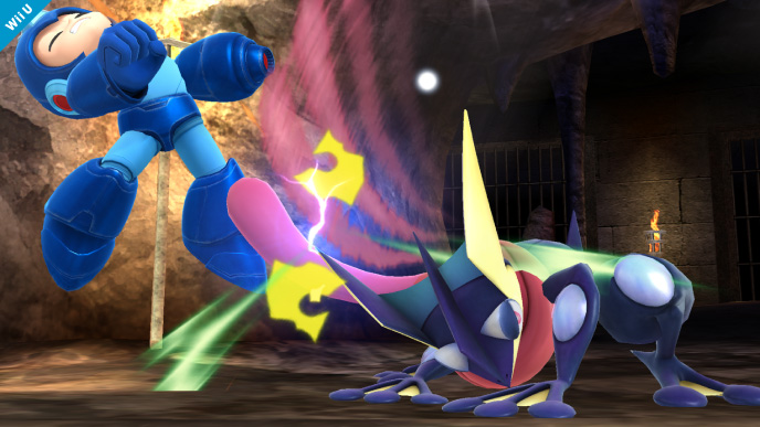 Archivo:Greninja atacando a Mega Man SSB4 (Wii U).png