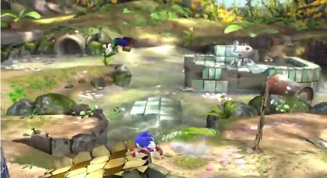 Archivo:Luigi y Sonic en el Vergel de la Esperanza SSB4 (Wii U).jpg