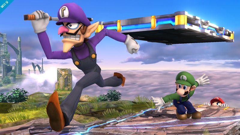 Archivo:Waluigi, Luigi y Mario en Campo de Batalla SSB4 (Wii U).jpg