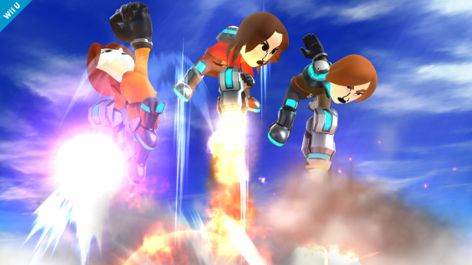 Archivo:Tres Miis Lanzadores atacando en SSB4 (Wii U).jpg