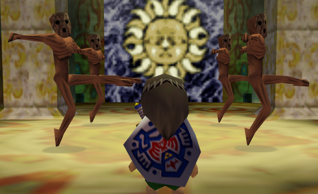 Archivo:Link viendo cuatro ReDead bailando en The Legend of Zelda Majora's Mask.png