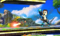 Tirador Mii usando Llamarada en Super Smash Bros. for Nintendo 3DS.