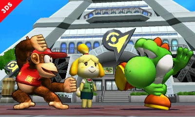 Archivo:Yoshi y Diddy Kong junto con Canela en SSB4 (3DS).jpg