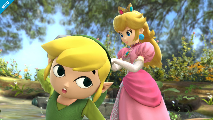 Archivo:Toon Link y Peach en el Vergel de la Esperanza SSB4 (Wii U).jpg