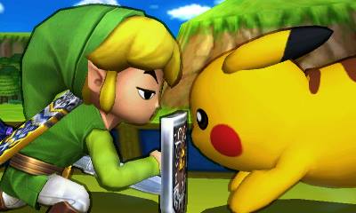 Archivo:Toon Link y Pikachu en el Tren de los Dioses SSB4 (3DS).jpg