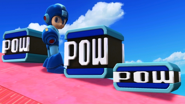 Archivo:Mega Man junto a los diferentes tamaños de Bloques POW SSB4 (Wii U).jpg