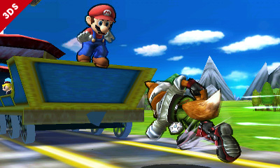Archivo:Fox corriendo en las vias del Tren de los Dioses SSB4 (3DS).jpg