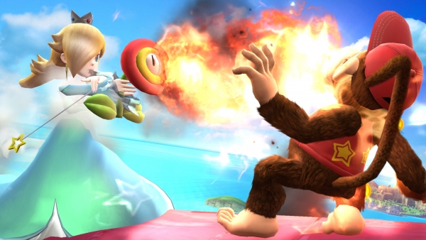 Archivo:Estela usando la Flor de fuego contra Diddy Kong SSB4 (Wii U).jpg