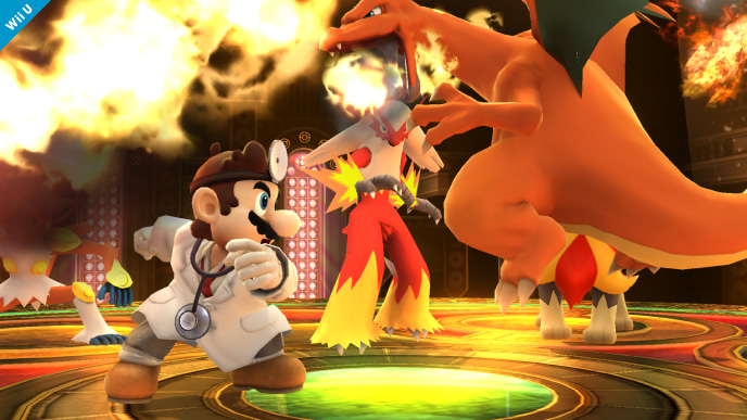 Archivo:Dr. Mario y Charizard en la Liga Pokémon SSB4 (Wii U).jpg
