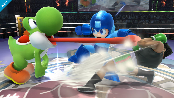 Archivo:Yoshi atacando a Little MacyMega Man SSB4 (Wii U).png
