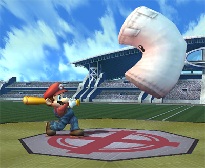Archivo:Mario usando el bate contra el saco SSBB.jpg