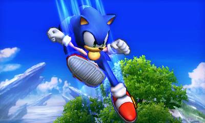 Archivo:Sonic usando su ataque aéreo hacia abajo en el Campo de Batalla SSB4 (3DS).jpg