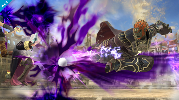 Archivo:Ganondorf usando Patada del hechicero contra Daraen SSB4 (Wii U).jpg