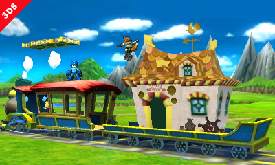 Archivo:Mega Man y Fox en el Tren de los Dioses - (SSB. for 3DS).jpg